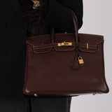 Hermès 2002 Havane Gulliver Birkin 35 Retourne GHW