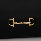 Gucci Black Satin Rhinestone Horsebit Backpack with Cardholder