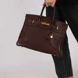 Hermès 2002 Havane Gulliver Birkin 35 Retourne GHW
