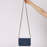 Chanel 2022 Denim Trompe L'oeil Quilted Wallet on Chain