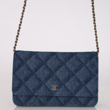 Chanel 2022 Denim Trompe L'oeil Quilted Wallet on Chain