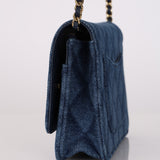 Chanel 2022 Denim Trompe L'oeil Quilted Wallet on Chain