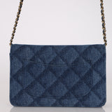 Chanel 2022 Denim Trompe L'oeil Quilted Wallet on Chain