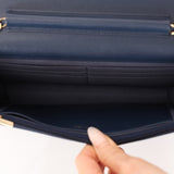 Chanel 2022 Denim Trompe L'oeil Quilted Wallet on Chain