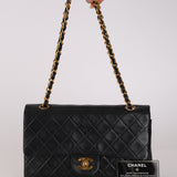 Chanel 1993 Black Lambskin Medium Classic Double Flap Bag 24K GP