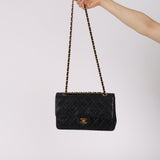 Chanel 1993 Black Lambskin Medium Classic Double Flap Bag 24K GP