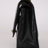 Chanel 1993 Black Lambskin Medium Classic Double Flap Bag 24K GP
