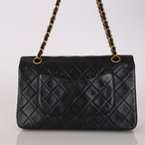 Chanel 1993 Black Lambskin Medium Classic Double Flap Bag 24K GP