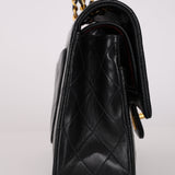 Chanel 1993 Black Lambskin Medium Classic Double Flap Bag 24K GP