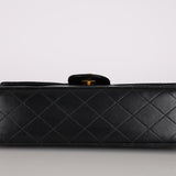Chanel 1993 Black Lambskin Medium Classic Double Flap Bag 24K GP