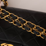 Chanel 1993 Black Lambskin Medium Classic Double Flap Bag 24K GP
