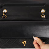 Chanel 1993 Black Lambskin Medium Classic Double Flap Bag 24K GP