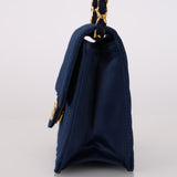 Chanel 1987 Navy Satin Square Flap Bag 24K GP