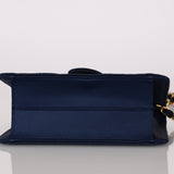 Chanel 1987 Navy Satin Square Flap Bag 24K GP
