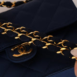 Chanel 1987 Navy Satin Square Flap Bag 24K GP