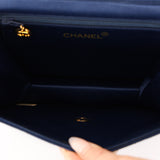 Chanel 1987 Navy Satin Square Flap Bag 24K GP