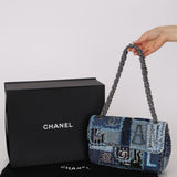Rare Chanel 2014 Denim Patchwork Medium Single Flap Bag