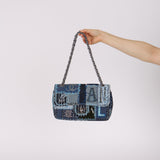 Rare Chanel 2014 Denim Patchwork Medium Single Flap Bag