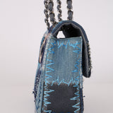 Rare Chanel 2014 Denim Patchwork Medium Single Flap Bag