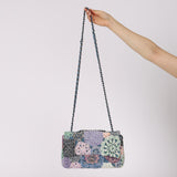 Limited Edition Chanel 2016 Deep Teal Lambskin Paris-Seoul Crochet Work Medium Single Flap Bag