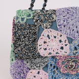 Limited Edition Chanel 2016 Deep Teal Lambskin Paris-Seoul Crochet Work Medium Single Flap Bag