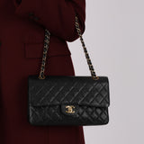 Chanel 2003 Caviar Medium Double Flap 24K GP