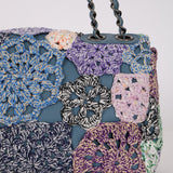 Limited Edition Chanel 2016 Deep Teal Lambskin Paris-Seoul Crochet Work Medium Single Flap Bag