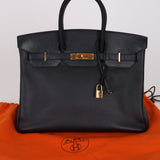 Hermès 2003 Bleu Marine Courchevel Birkin 35 Retourne GHW