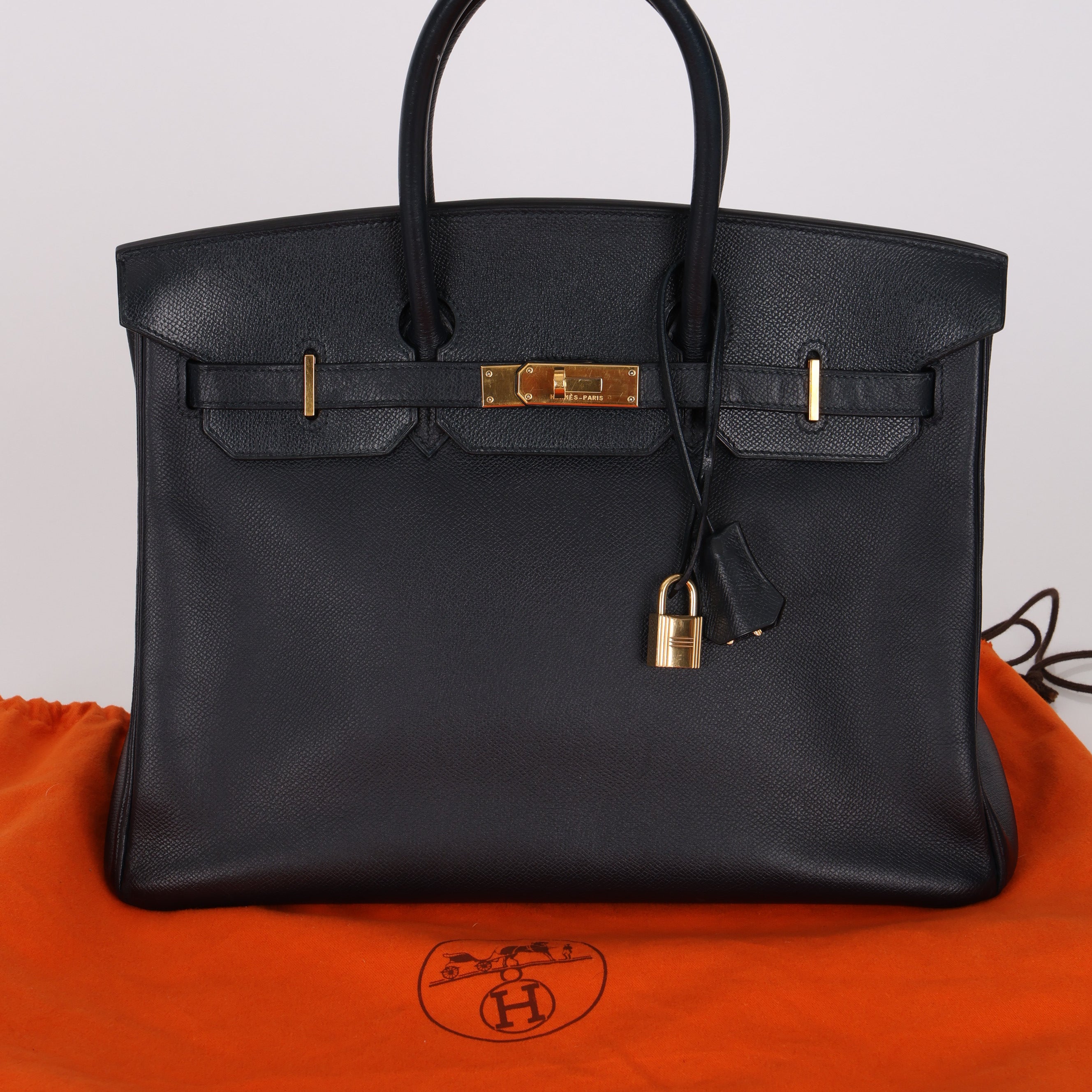 Hermès 2003 Bleu Marine Courchevel Birkin 35 Retourne GHW