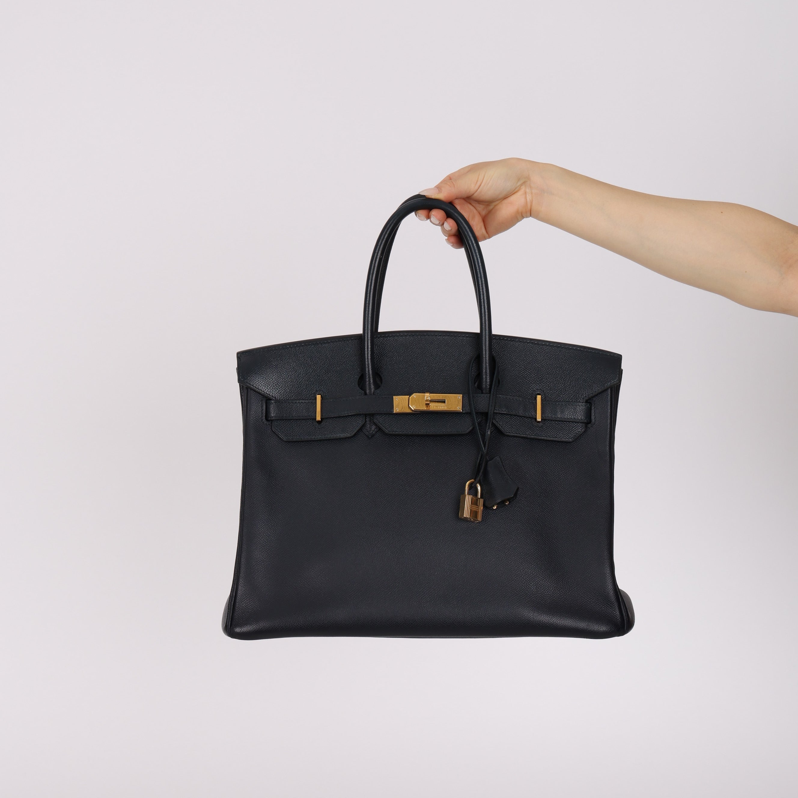 Hermès 2003 Bleu Marine Courchevel Birkin 35 Retourne GHW