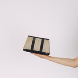 Rare Hermès 2006 Noir Buffle Skipper and Toile Garden Party Clutch TTPM PHW