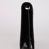 Hermès 1973 Noir Porosus Crocodile Annie Clutch GHW