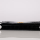 Hermès 1973 Noir Porosus Crocodile Annie Clutch GHW