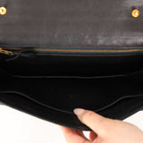 Hermès 1973 Noir Porosus Crocodile Annie Clutch GHW