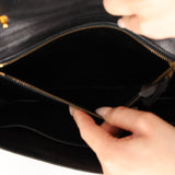 Hermès 1973 Noir Porosus Crocodile Annie Clutch GHW