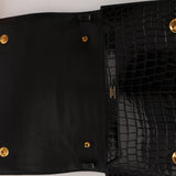 Hermès 1973 Noir Porosus Crocodile Annie Clutch GHW