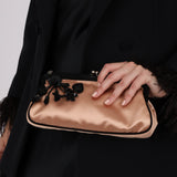 Prada Beige Satin Kisslock Evening Bag