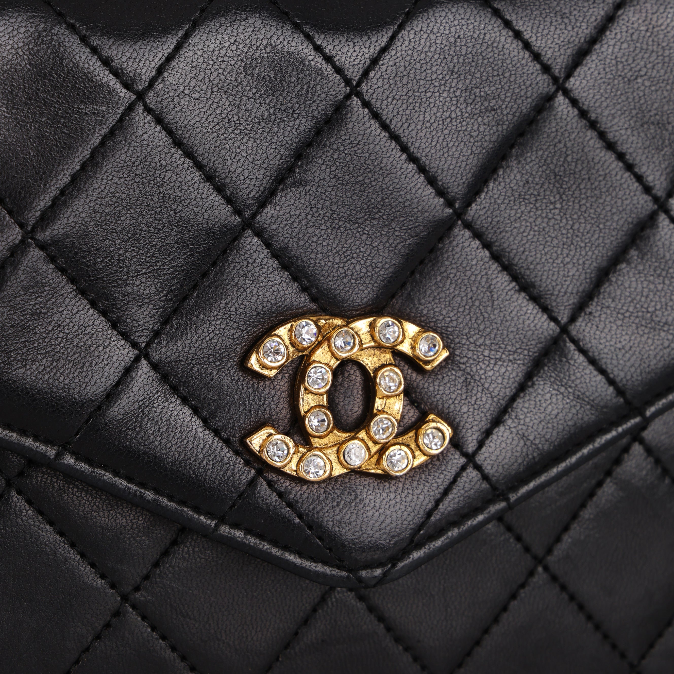 Chanel 1990s Lambskin Jeweled CC Envelope Flap Bag