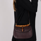 Gucci Dark Plum 1947 Bamboo Turnlock Handle Bag