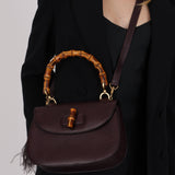 Gucci Dark Plum 1947 Bamboo Turnlock Handle Bag