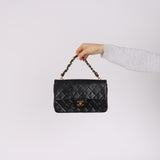 Chanel 1993 Lambskin Chain Top Handle Classic Flap 24K GP