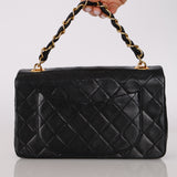 Chanel 1993 Lambskin Chain Top Handle Classic Flap 24K GP