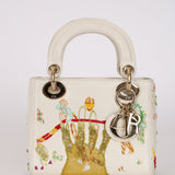 Rare Christian Dior x Spencer Sweeney 2015 Blanc Leather Diorodeo Embroidered Mini Lady Bag