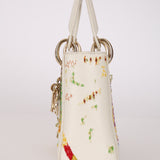 Rare Christian Dior x Spencer Sweeney 2015 Blanc Leather Diorodeo Embroidered Mini Lady Bag