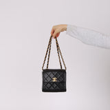 Chanel 1995 Lambskin Turnlock Square Box Flap Bag 24K GP