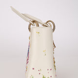 Rare Christian Dior x Spencer Sweeney 2015 Blanc Leather Diorodeo Embroidered Mini Lady Bag