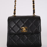 Chanel 1995 Lambskin Turnlock Square Box Flap Bag 24K GP