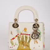 Rare Christian Dior x Spencer Sweeney 2015 Blanc Leather Diorodeo Embroidered Mini Lady Bag