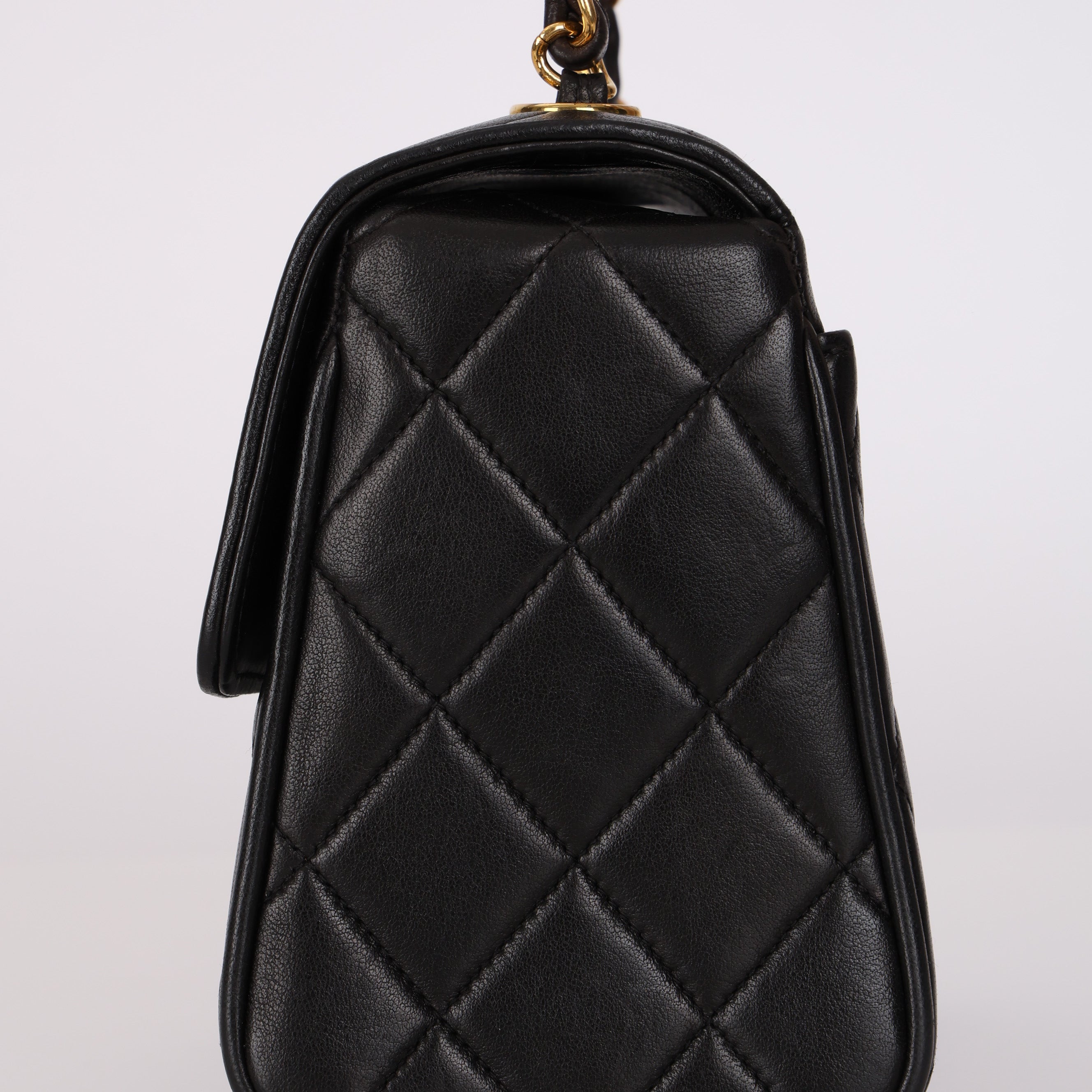 Chanel 1995 Lambskin Turnlock Square Box Flap Bag 24K GP