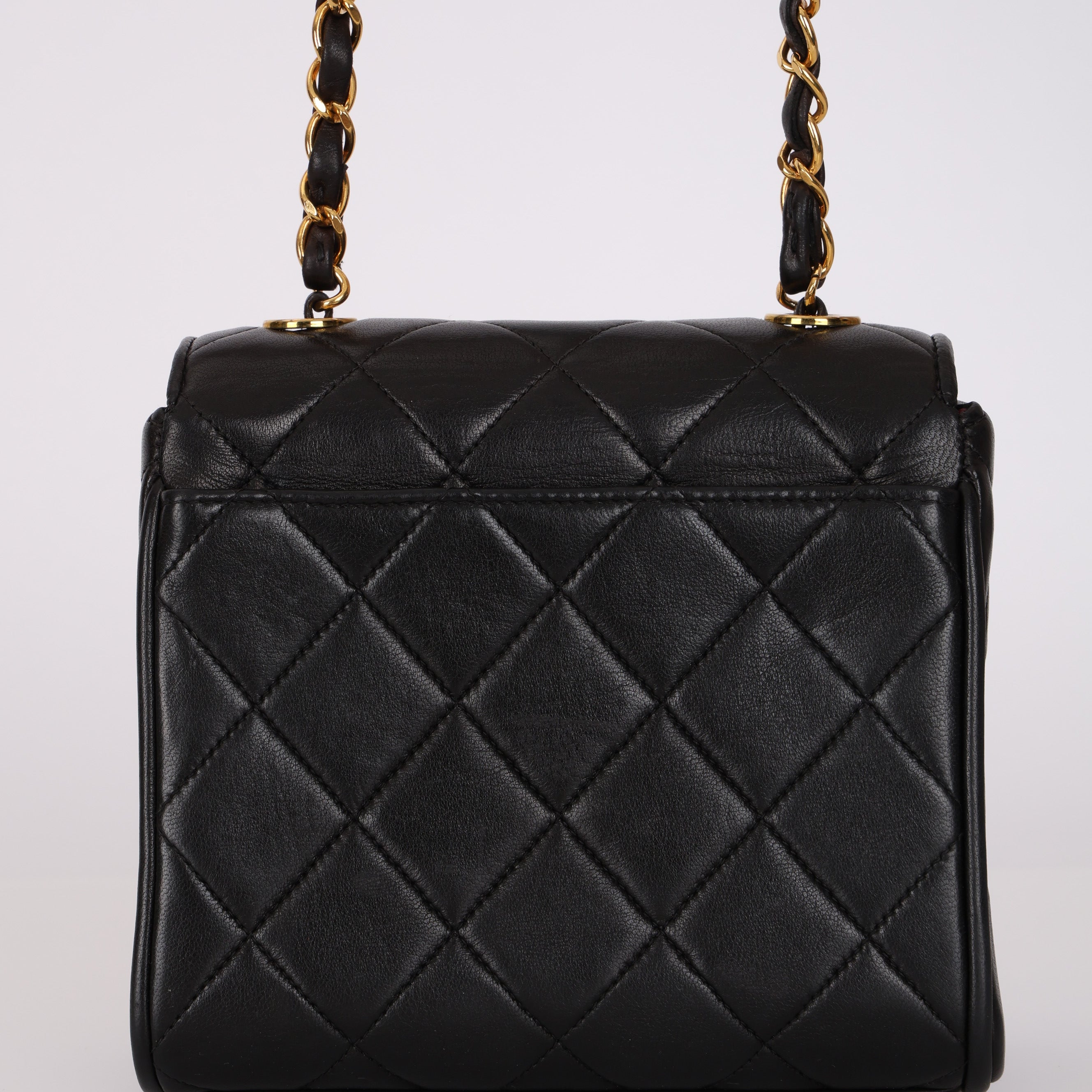 Chanel 1995 Lambskin Turnlock Square Box Flap Bag 24K GP